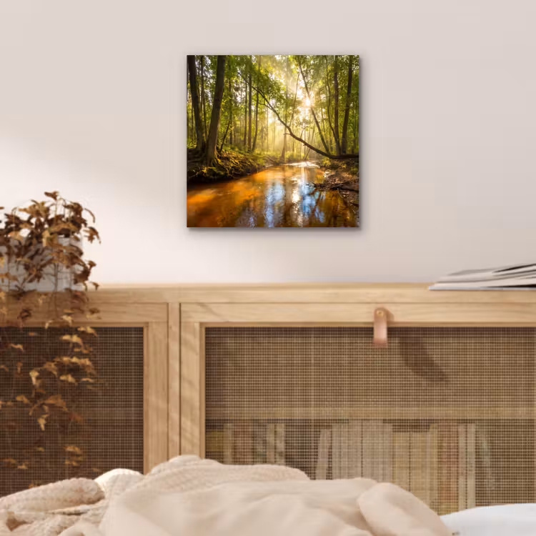 Bos - Beek - Zonlicht - Natuur - Groen aluminium wit klein -sfeer3