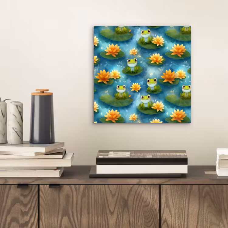 Kikker - Lelies - Groen aluminium wit klein 46 -sfeer1