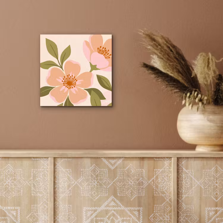 Grafisch - Bloemen - Roze aluminium wit klein -sfeer4