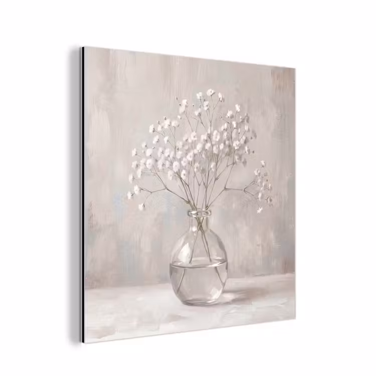 Gipskruid - Vaas - Wit aluminium wit klein -3d