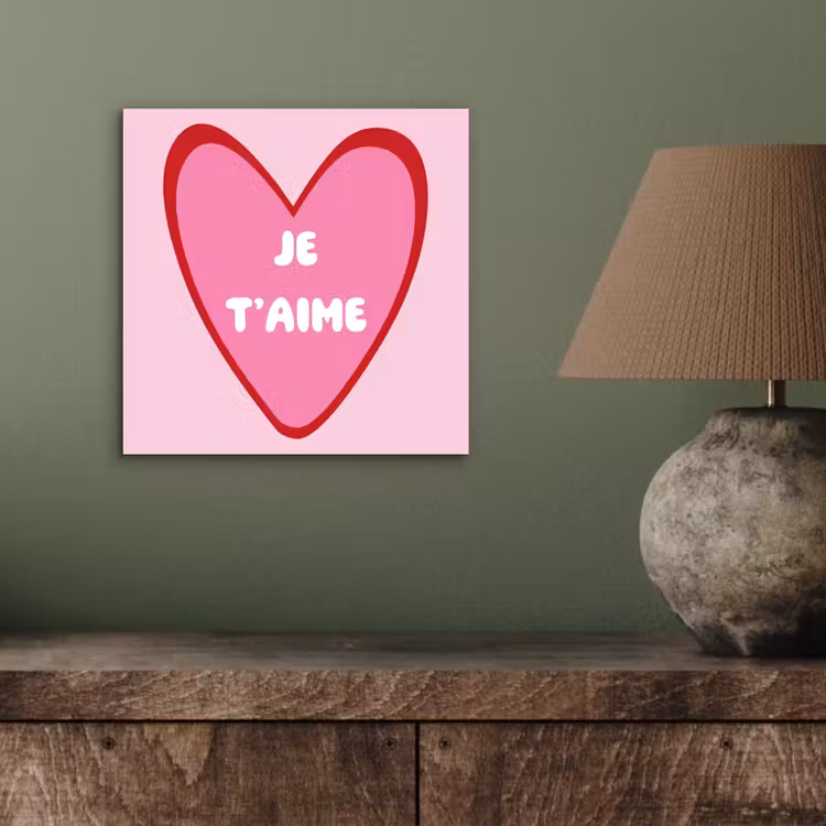 Hart - Frans - Valentijn - Roze aluminium wit klein -sfeer2