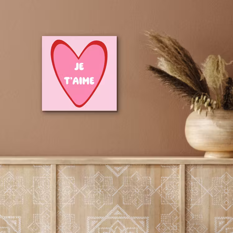 Hart - Frans - Valentijn - Roze aluminium wit klein -sfeer4