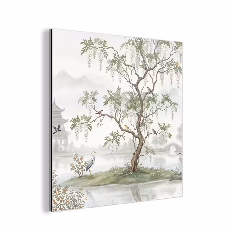 Reiger - Landschap - Groen aluminium wit klein -3d