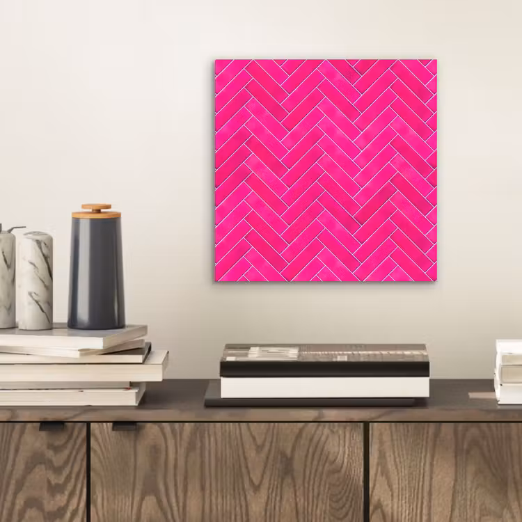 Visgraat - Wandtegel - Fuchsia - Roze aluminium wit klein 46 -sfeer1