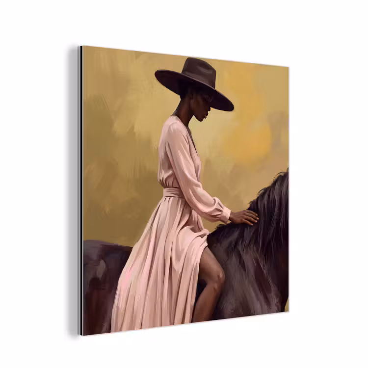 Paard - Klassiek - Oker aluminium wit klein -3d
