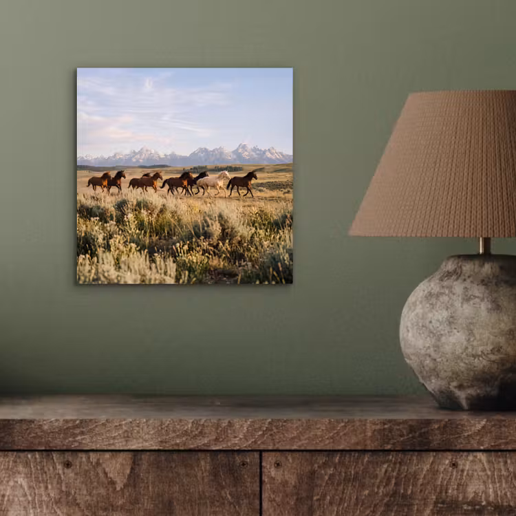 Paarden - Kudde - Bergen - Vrijheid - Wild aluminium wit klein -sfeer2