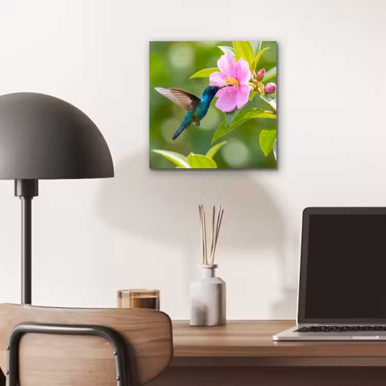 Kolibrie - Bloem - Natuur - Groen aluminium wit klein -sfeer5