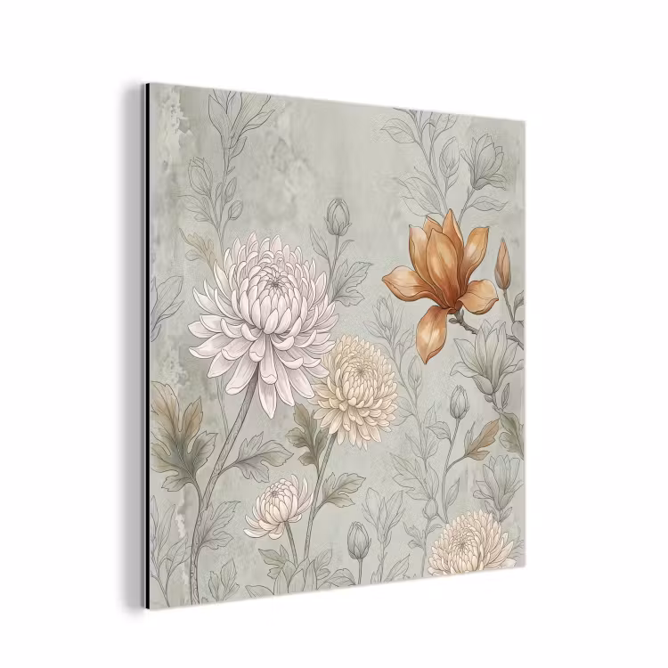 Illustratie - Bloemen - Groen aluminium wit klein -3d