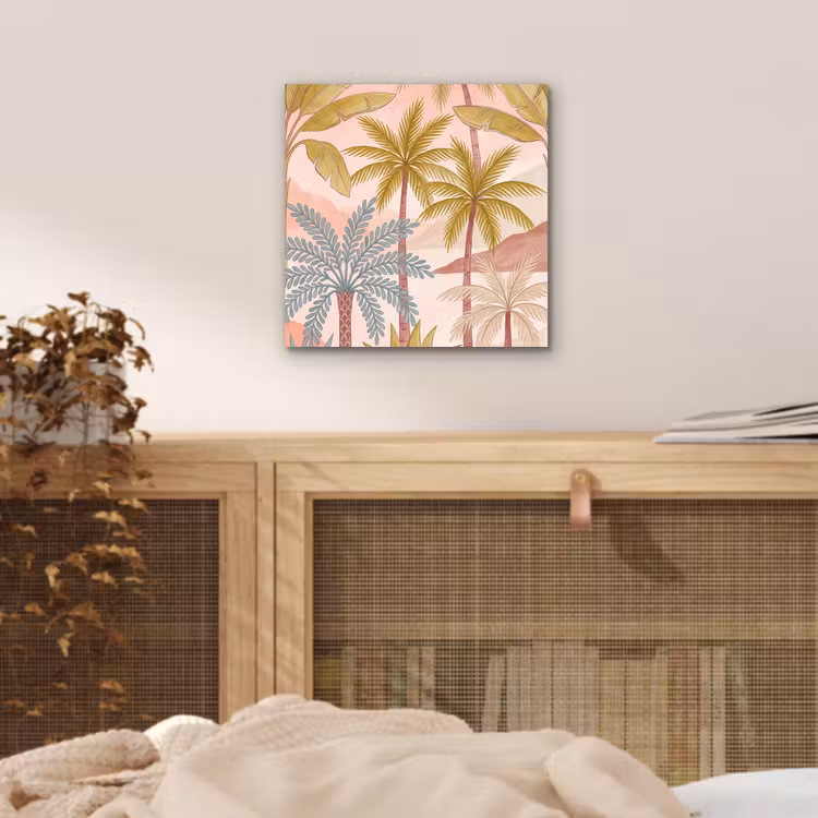 Illustratie - Palmbomen - Kleurrijk aluminium wit klein -sfeer3