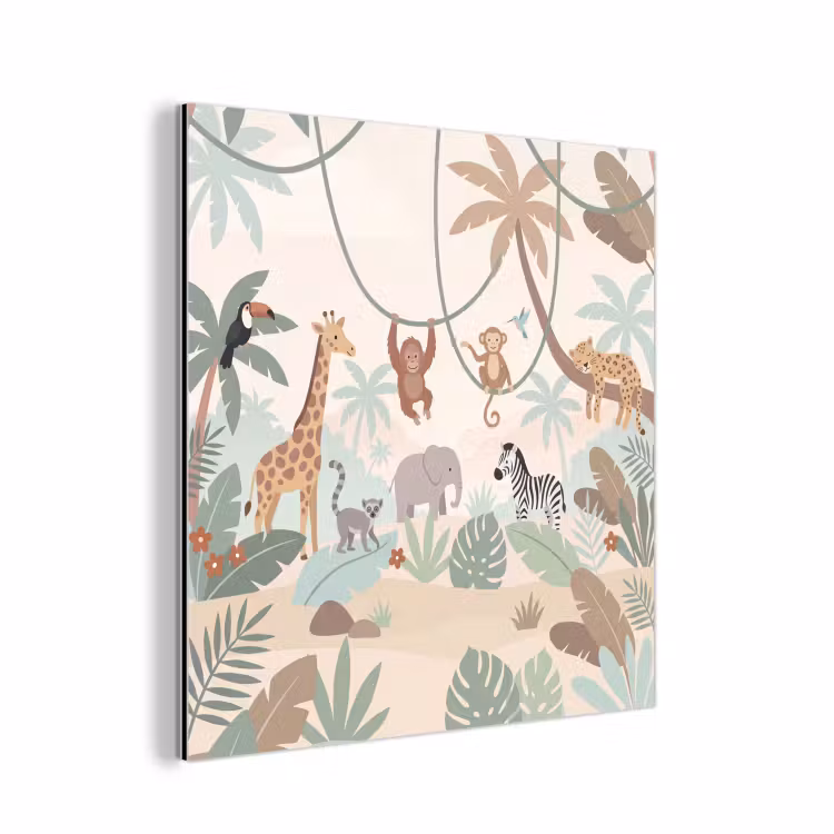 Jungle - Dieren - Groen aluminium wit klein -3d
