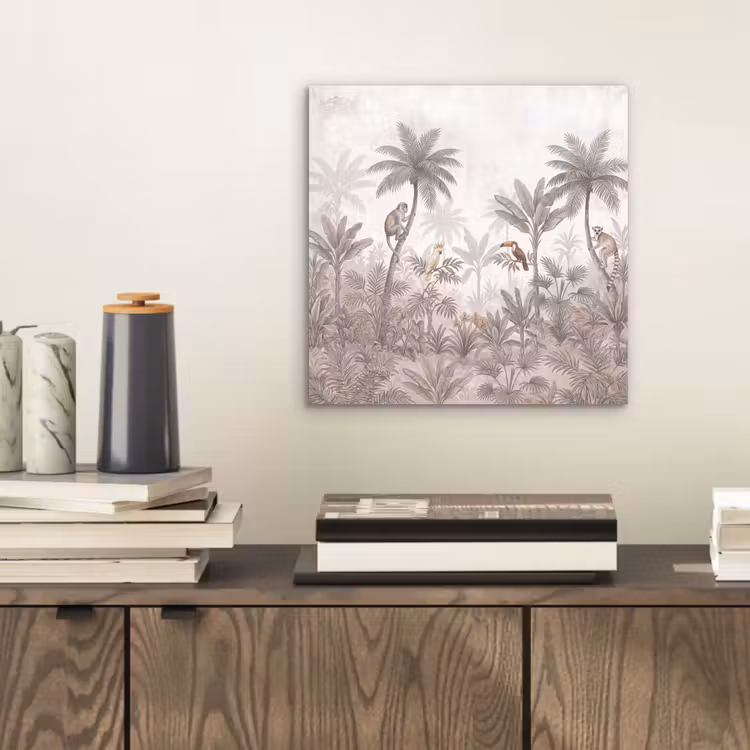 Jungle - Dieren - Palmbomen aluminium wit klein -sfeer1
