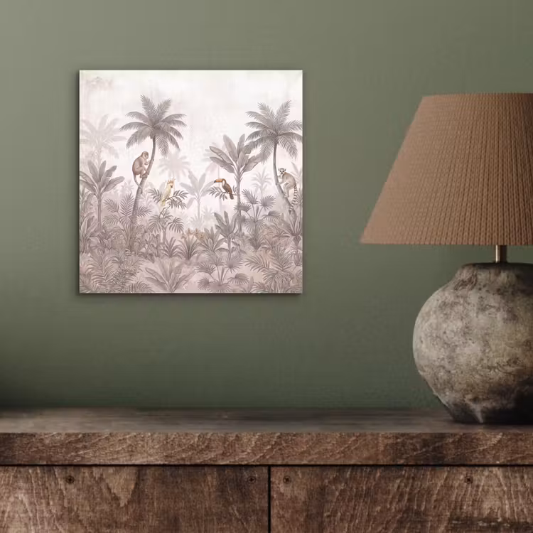 Jungle - Dieren - Palmbomen aluminium wit klein -sfeer2