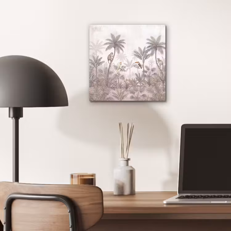Jungle - Dieren - Palmbomen aluminium wit klein -sfeer5