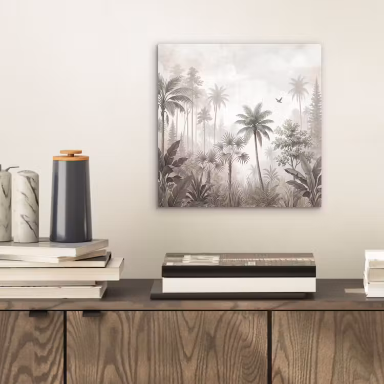 Jungle - Palmbomen - Natuur aluminium wit klein -sfeer1