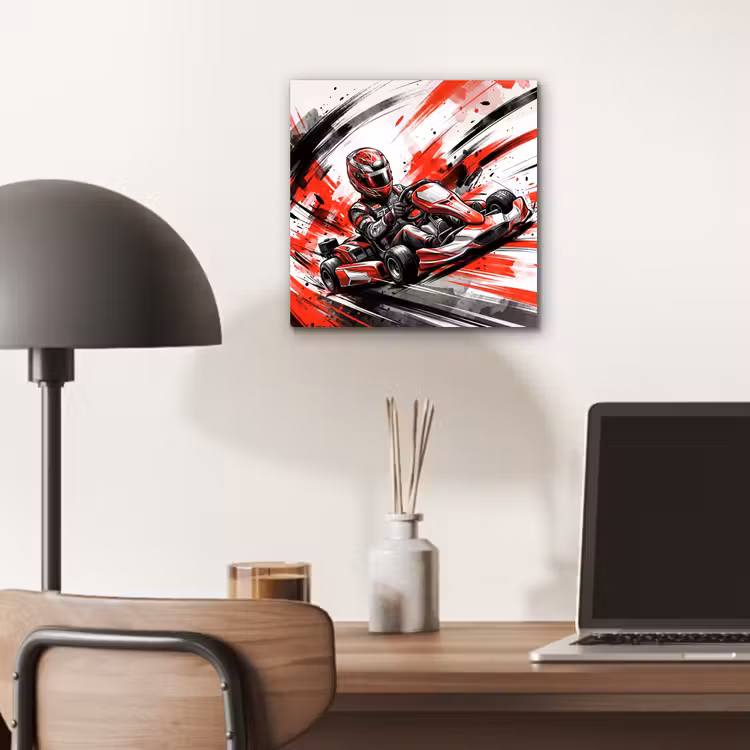 Kart - Coureur - Snelheid - Rood aluminium wit klein -sfeer5