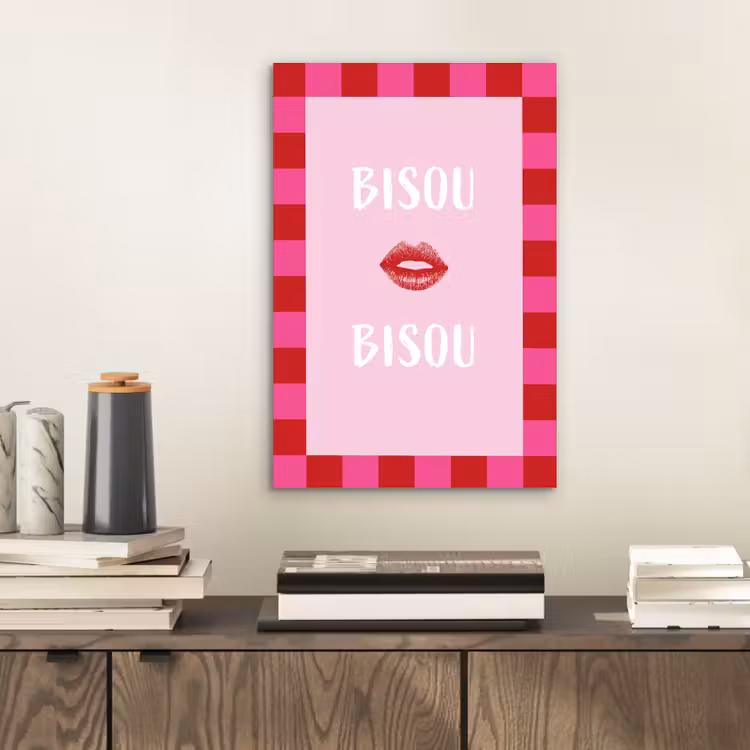 Kiss - Roze - Frans - Valentijn aluminium wit klein -sfeer1