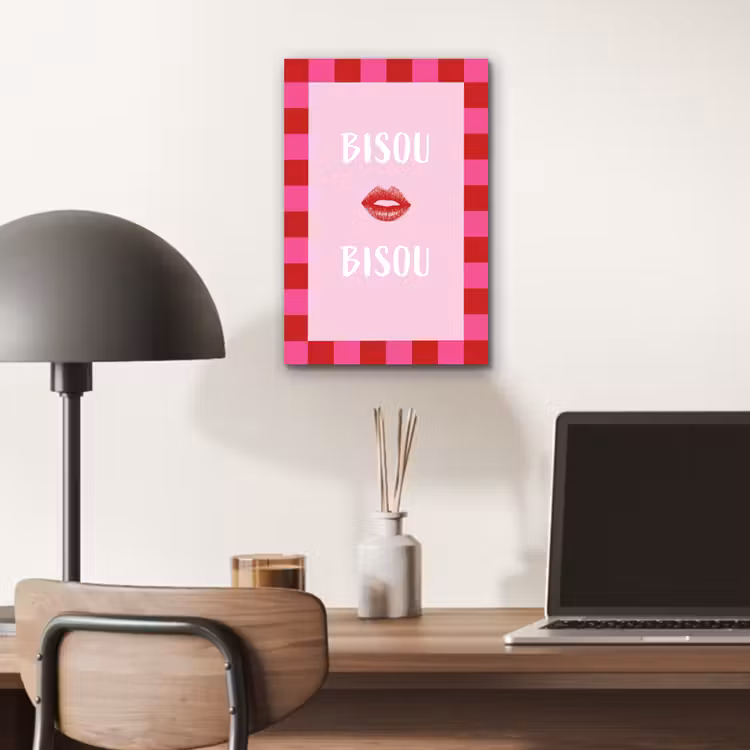Kiss - Roze - Frans - Valentijn aluminium wit klein -sfeer5
