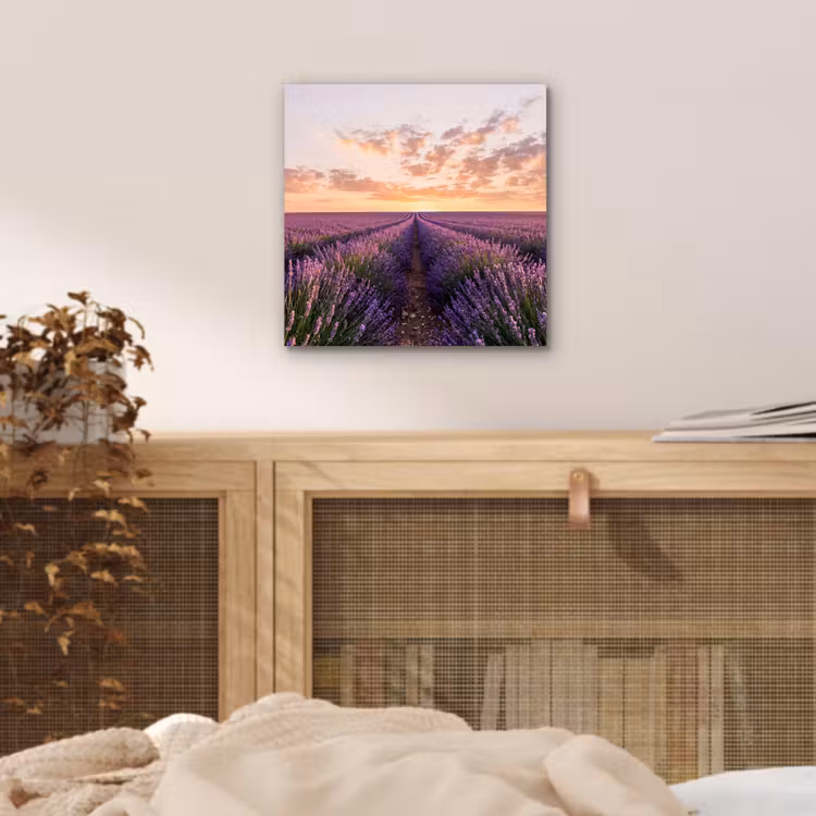 Landschap - Lavendelveld - Paars aluminium wit klein -sfeer3