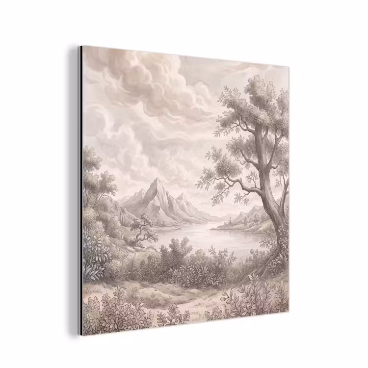 Landschap - Bergen - Meer - Natuur aluminium wit klein -3d