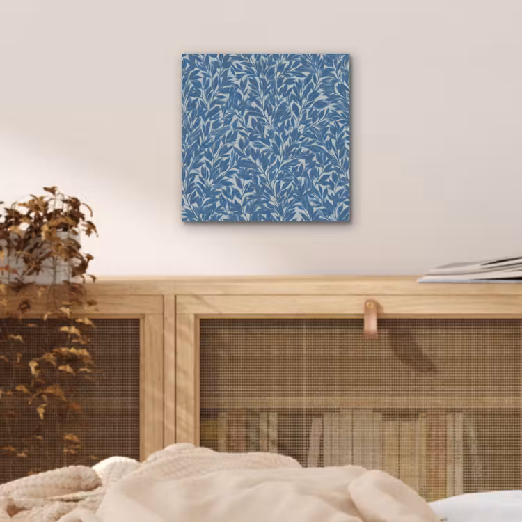 Bladeren - Klassiek - Patroon - Donkerblauw - Vintage aluminium wit klein 46 -sfeer3