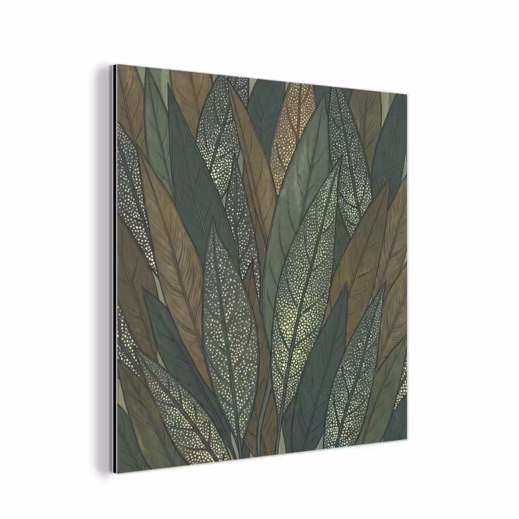 Bladeren - Patroon - Gestippeld - Natuur - Groen aluminium wit klein -3d