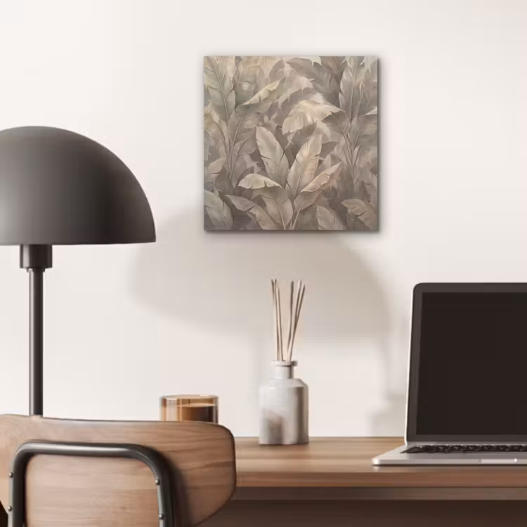 Bladeren - Tropisch - Natuur - Modern - Beige aluminium wit klein -sfeer5