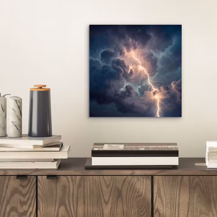Bliksem - Storm - Natuur - Donker aluminium wit klein -sfeer1
