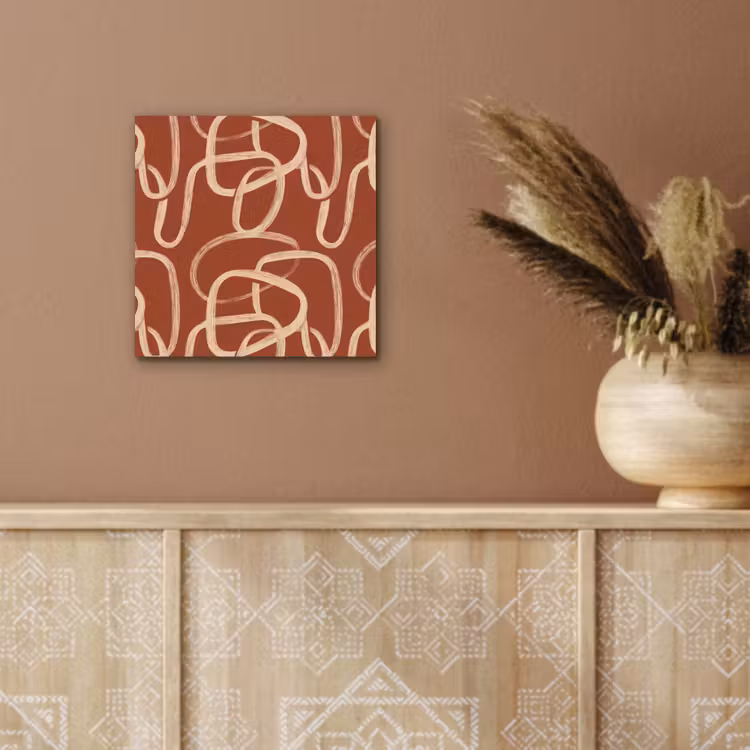 Lijnen - Abstract - Organisch - Terracotta - Crème aluminium wit klein 46 -sfeer4