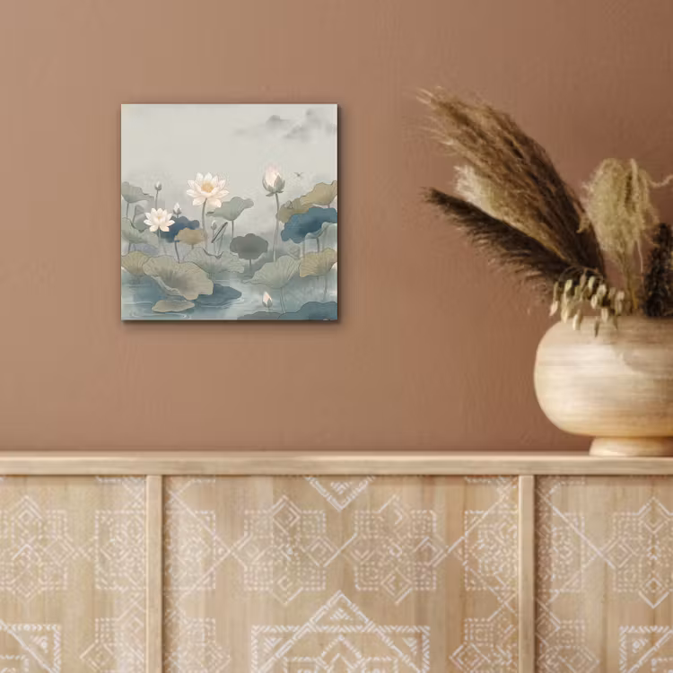 Lotus - Bloemen - Groen aluminium wit klein -sfeer4