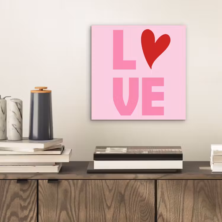 Love - Roze - Hart - Valentijn aluminium wit klein -sfeer1