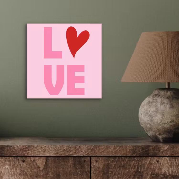 Love - Roze - Hart - Valentijn aluminium wit klein -sfeer2