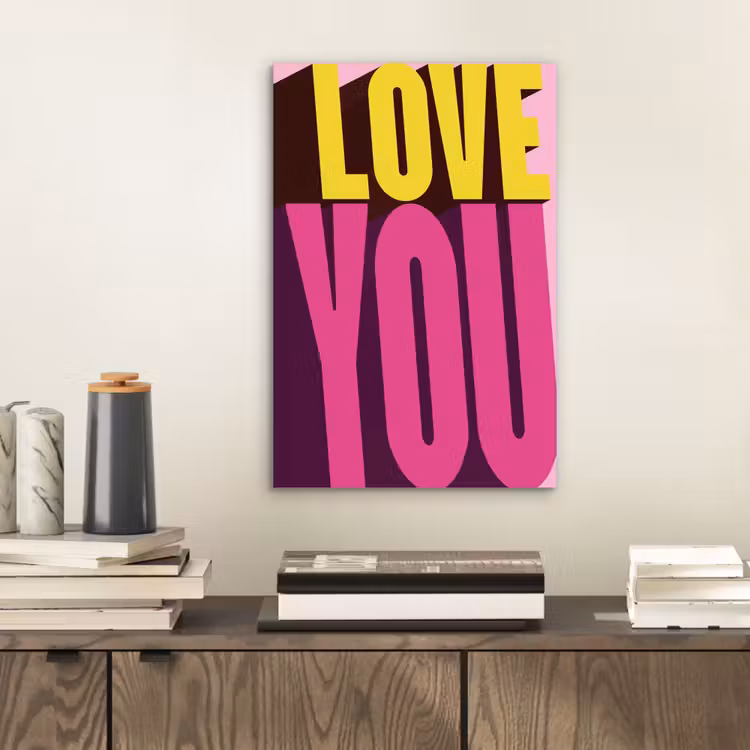 Love - Tekst - Roze - Valentijn aluminium wit klein -sfeer1