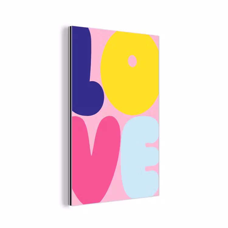 Love - Valentijn - Kleurrijk aluminium wit klein -3d