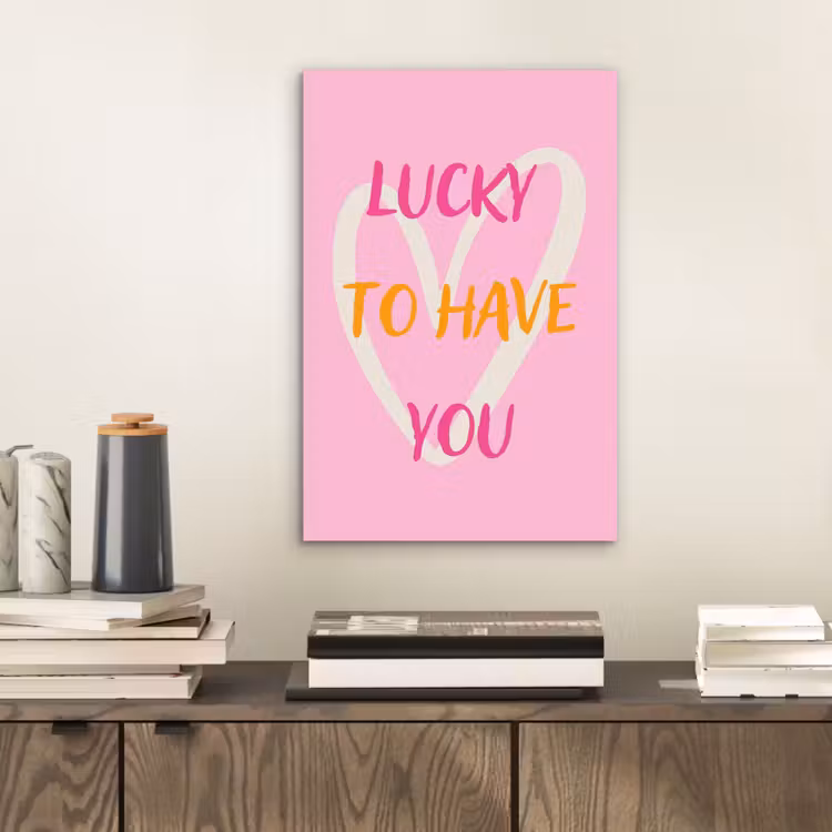 Lucky - Love - Valentijn - Roze aluminium wit klein -sfeer1
