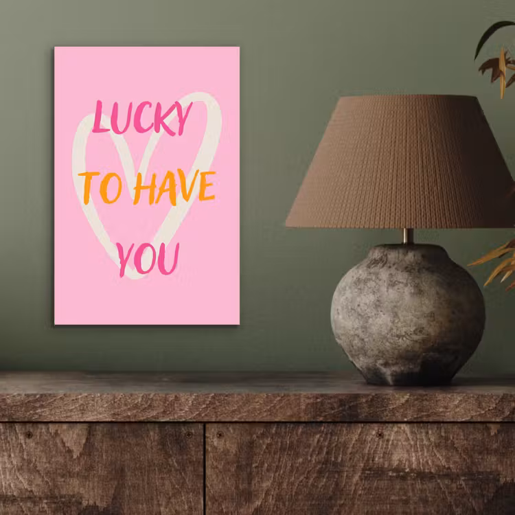 Lucky - Love - Valentijn - Roze aluminium wit klein -sfeer2