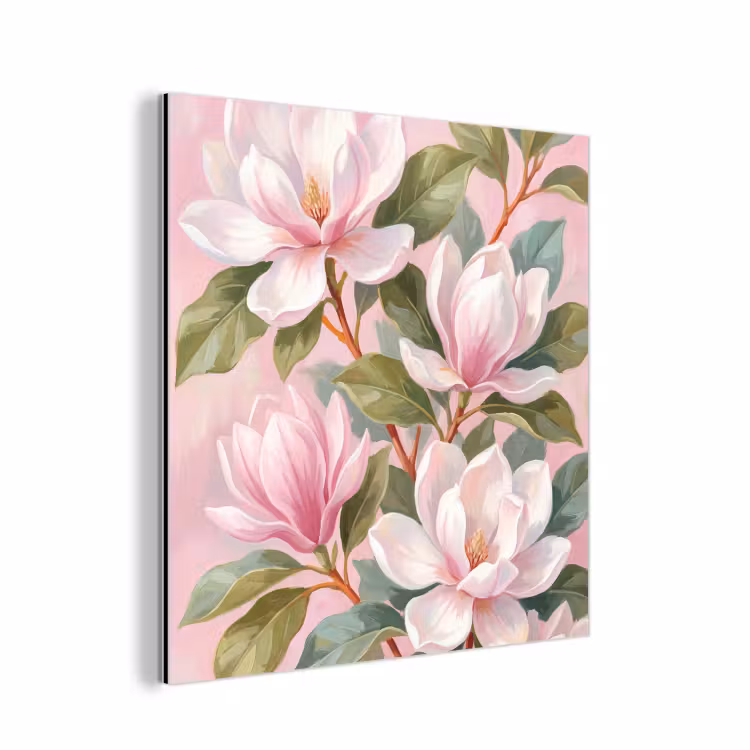 Magnolia's - Patroon - Roze aluminium wit klein -3d