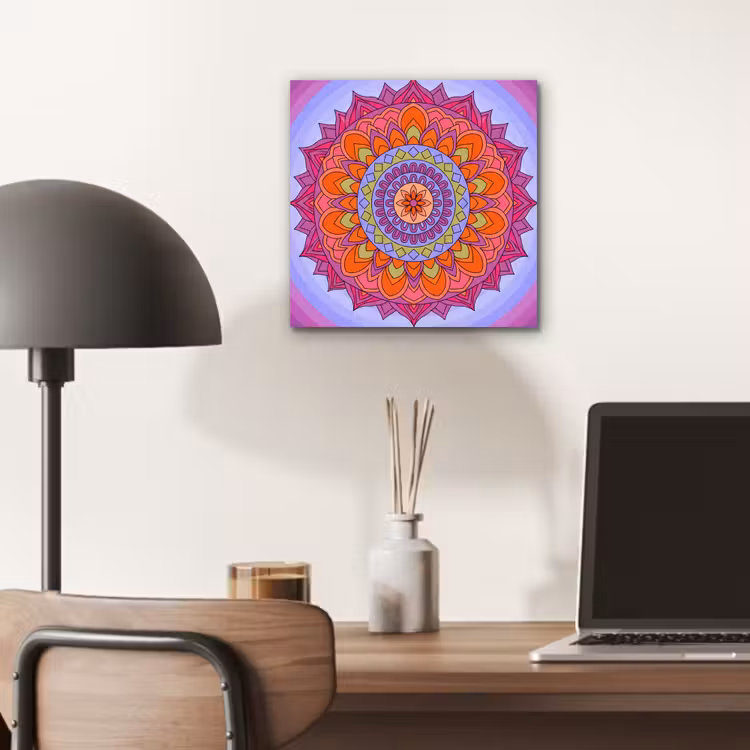 Mandala - Cirkel - Abstract - Kleurrijk - Patroon aluminium wit klein -sfeer5