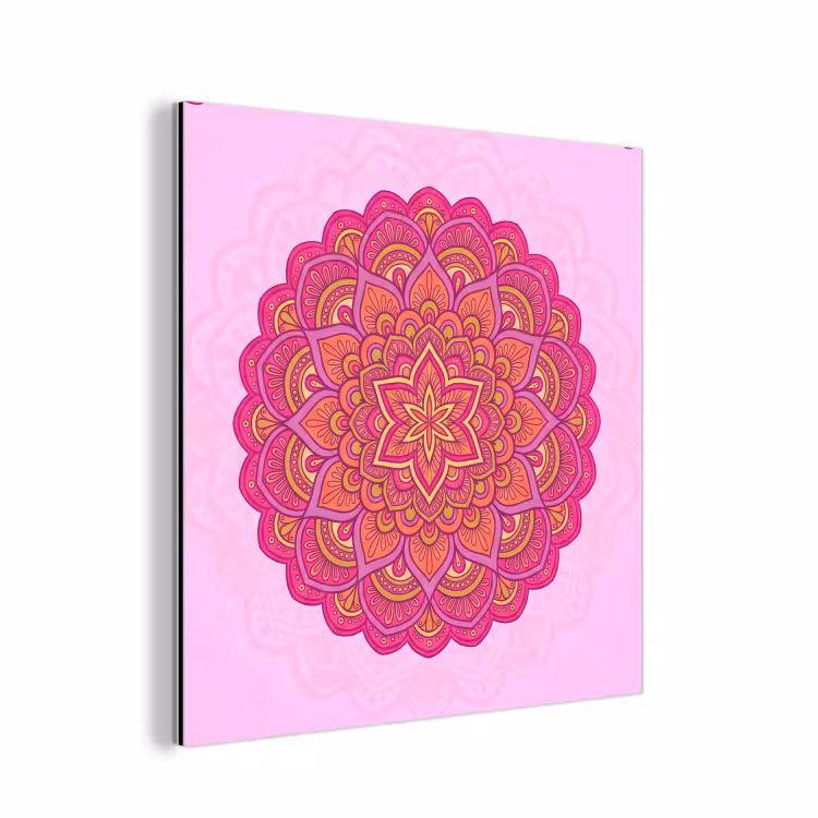 Mandala - Cirkel - Spiritueel - Oosters - Roze aluminium wit klein -3d