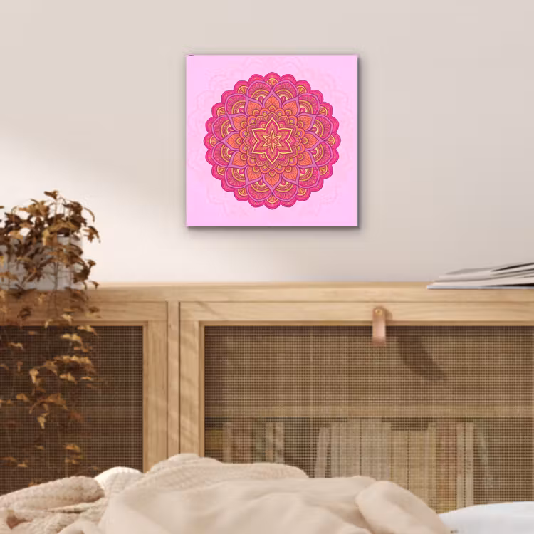 Mandala - Cirkel - Spiritueel - Oosters - Roze aluminium wit klein -sfeer3