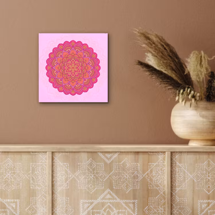 Mandala - Cirkel - Spiritueel - Oosters - Roze aluminium wit klein -sfeer4