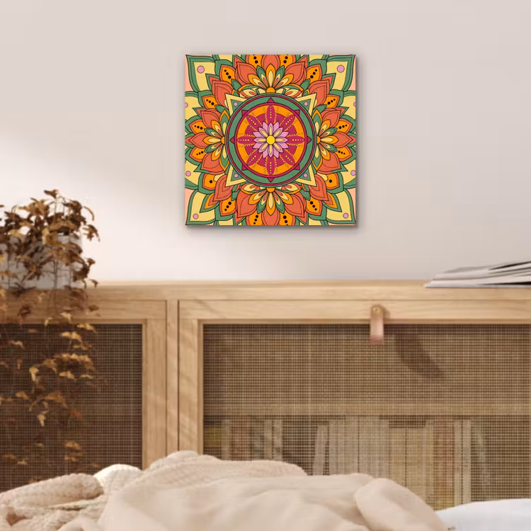 Mandala - Bloemen - Abstract - Kleurrijk aluminium wit klein -sfeer3