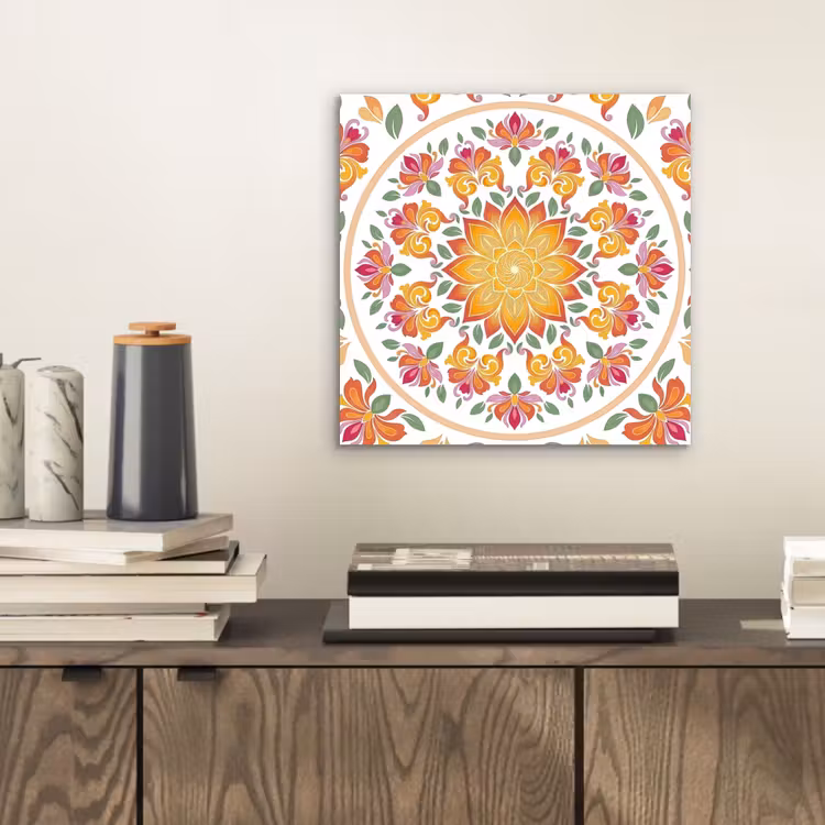 Mandala - Bloemen - Decoratie - Kleurrijk - Abstract aluminium wit klein -sfeer1