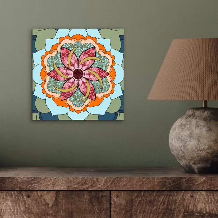 Mandala - Geometrisch - Kunst - Decoratief - Kleurrijk aluminium wit klein -sfeer2