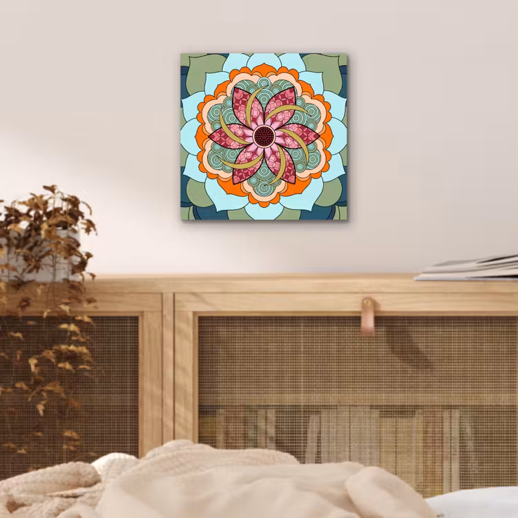 Mandala - Geometrisch - Kunst - Decoratief - Kleurrijk aluminium wit klein -sfeer3