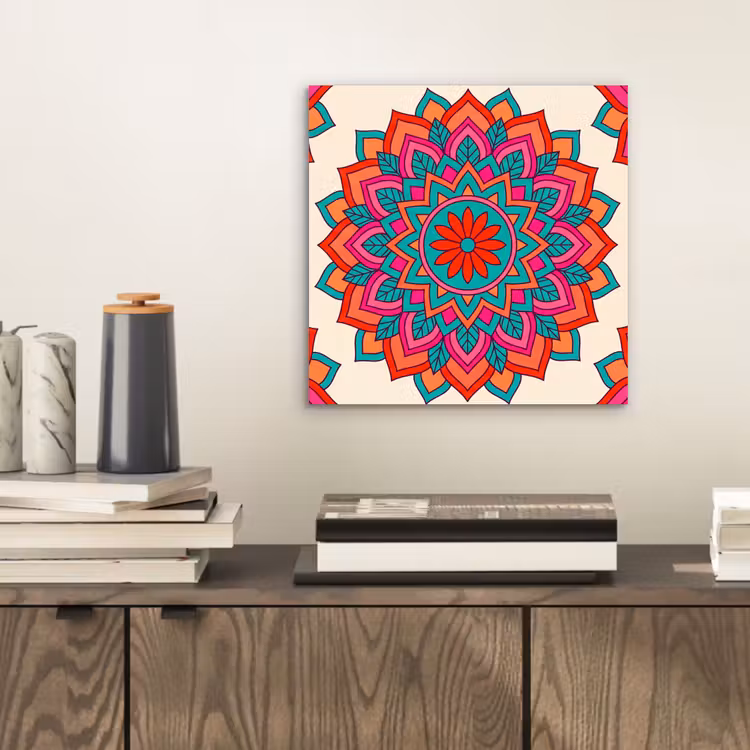 Mandala - Patroon - Abstract - Kleurrijk - Modern aluminium wit klein -sfeer1