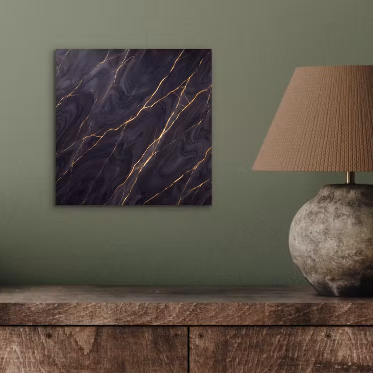 Marmer - Goudaders - Abstract - Modern - Zwart aluminium wit klein -sfeer2