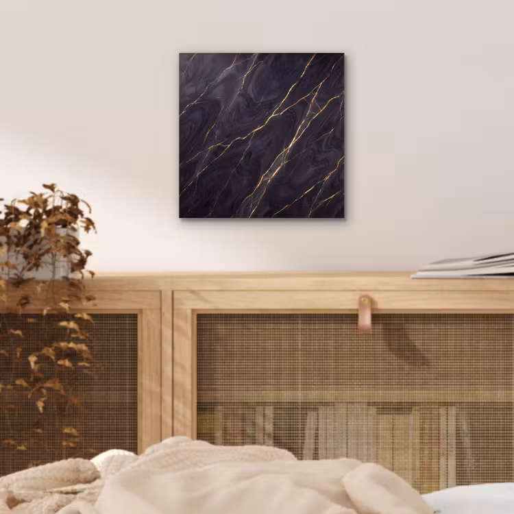 Marmer - Goudaders - Abstract - Modern - Zwart aluminium wit klein -sfeer3