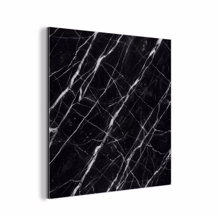 Marmer - Aders - Abstract - Zwart aluminium wit klein -3d