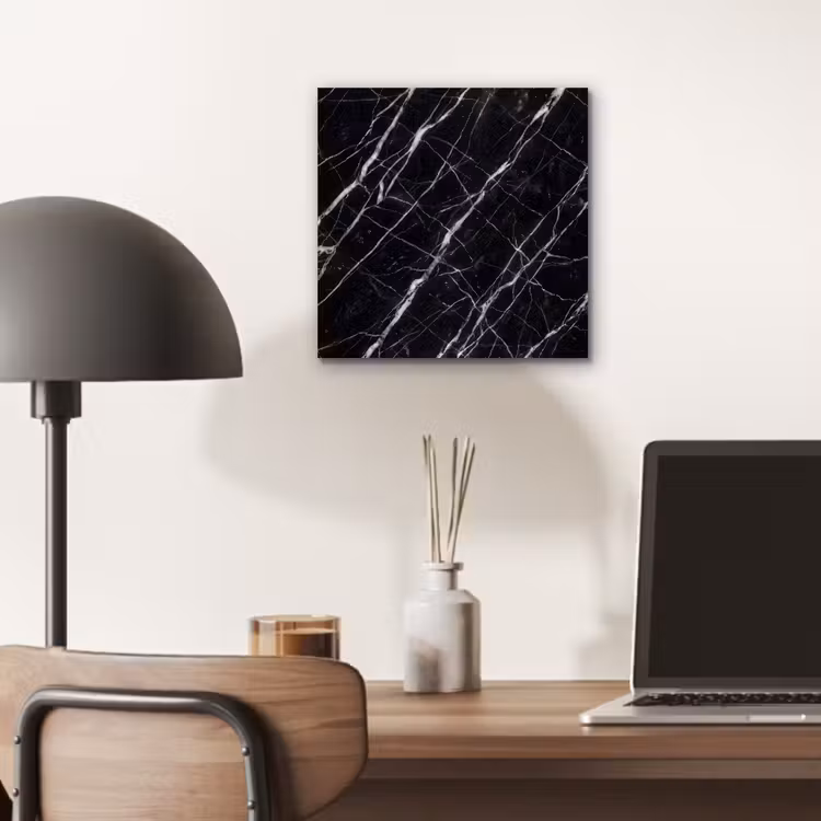 Marmer - Aders - Abstract - Zwart aluminium wit klein -sfeer5