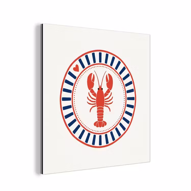 Zeeleven - Kreeft - Embleem - Grafisch - Rood aluminium wit klein -3d